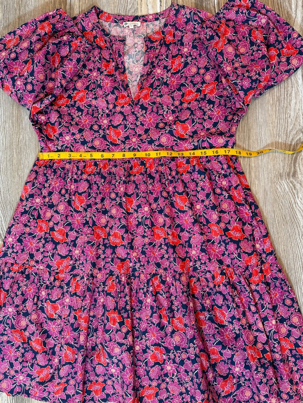 SUNDRY for Evereve Anywhere Ditzy Floral Pink Red Navy Mini Dress Size 1 Small - Picture 9 of 11